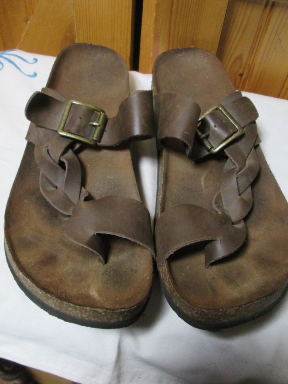 Kohls leather slide cork sole sandals brown 8.5